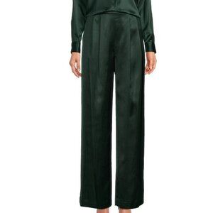 Gianni Bini Devon Green Wide Leg High Rise Satin Pants